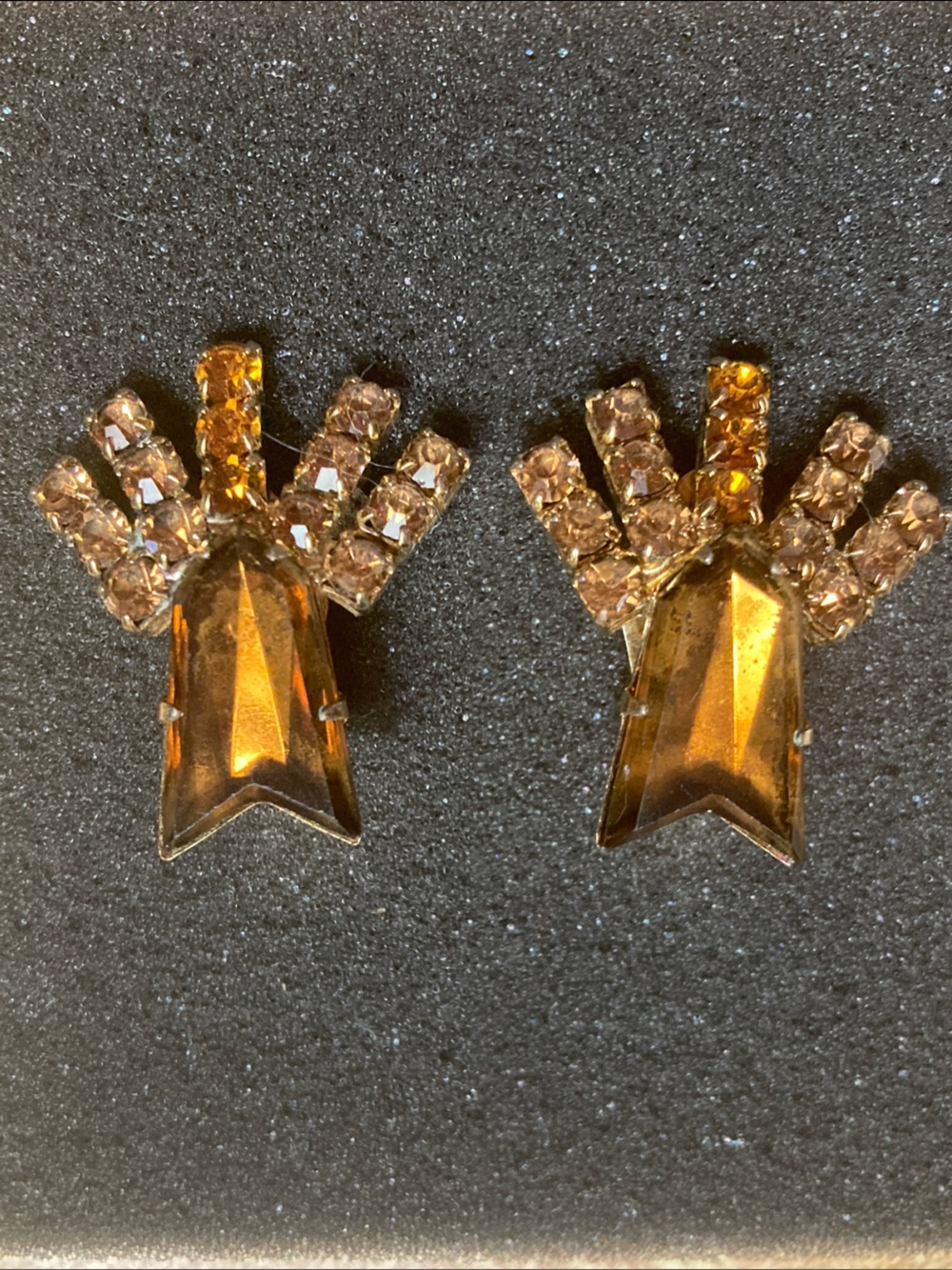 Amber Crystal Fan Statement Earrings
